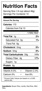 Delightful Lentils 1 lb Nutrition Facts